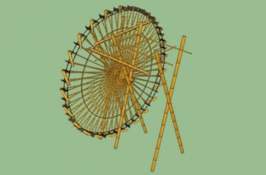 Sketchup素材模型|竹制水车景观素材组件-BIM建筑网