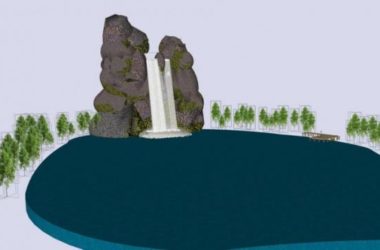 Sketchup素材模型|假山跌水景观素材组件-BIM建筑网