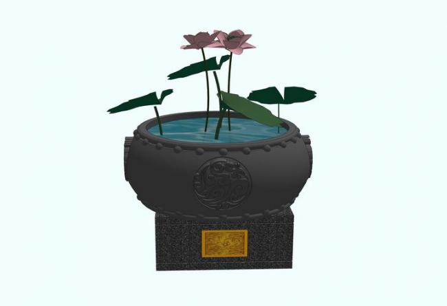Sketchup素材模型|中式荷花景观水景小品素材组件