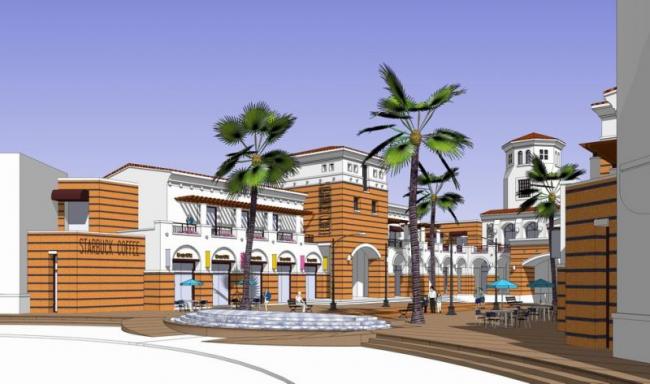 Sketchup商业模型|多层沿街商业，西班牙古典风格