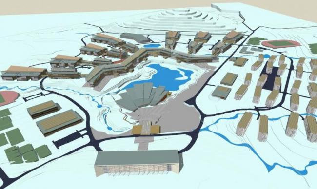 Sketchup学校模型|多层红河技师学院学校，中学校园，教育建筑，现代风格