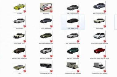 Sketchup素材模型|简单汽车卡车货车合集，素材组件-BIM建筑网