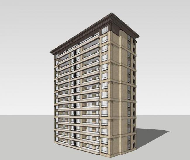 Sketchup住宅模型|多层住宅，新亚洲洋房，现代风格，居住建筑