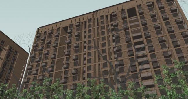 Sketchup住宅模型|高层公寓，底层商业，居住建筑，现代风格