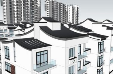 Sketchup住宅模型|高层住宅，居住建筑，新中式风格-BIM建筑网