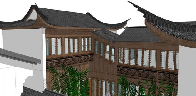 Sketchup古建筑模型|苏州园林，古建，院落，水景，中式风格
