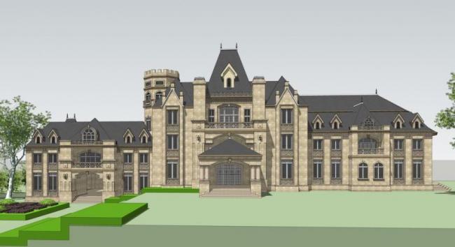 Sketchup商业模型|多层会所，商业建筑，法式古典风格