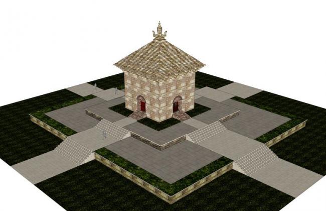 Sketchup小品模型|四门塔，景观塔，小品，古典风格