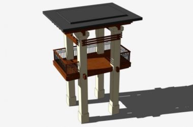 Sketchup小品模型|观景平台，景观小品-BIM建筑网