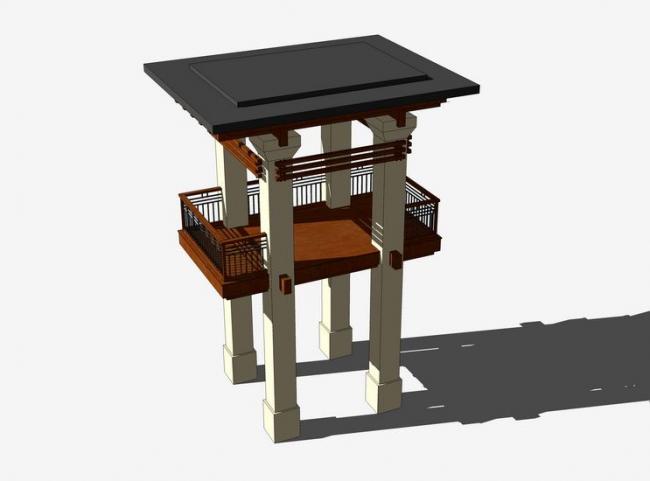 Sketchup小品模型|观景平台，景观小品