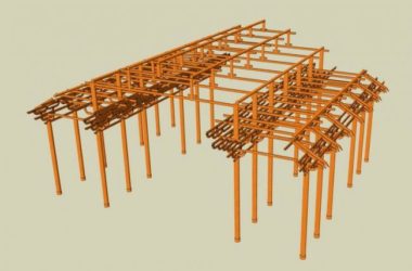 Sketchup素材模型|木结构廊架，现代风格，景观素材组件-BIM建筑网