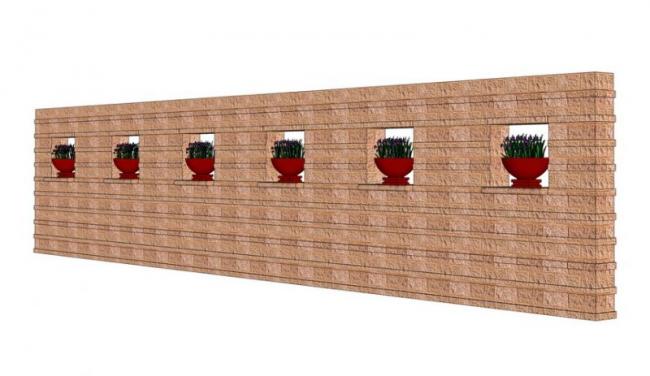 Sketchup素材模型|景墙，花钵，现代风格，素材组件