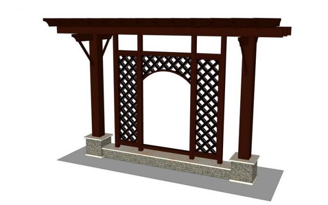 Sketchup素材模型|景墙，花钵，现代风格，素材组件