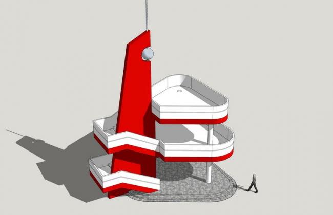 Sketchup素材模型|现代风格景观塔观景台，景观素材组件