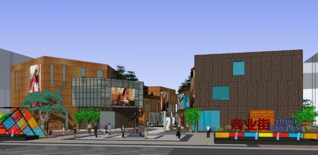 Sketchup商业模型|多层商业步行街，岛式，现代风格