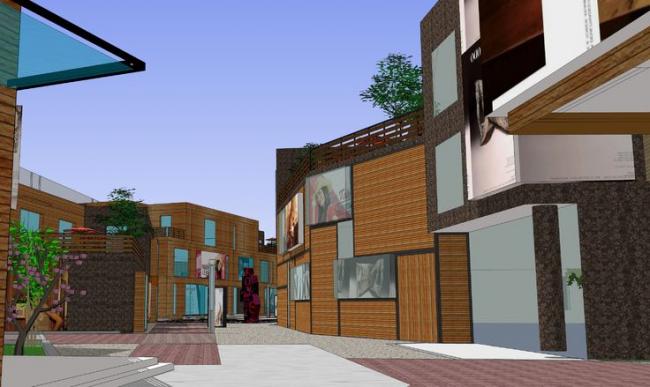 Sketchup商业模型|多层商业步行街，岛式，现代风格