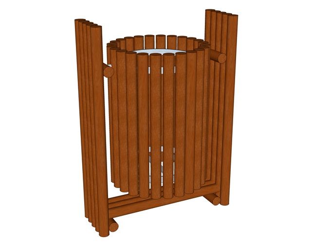 Sketchup素材模型|木制垃圾桶素材组件