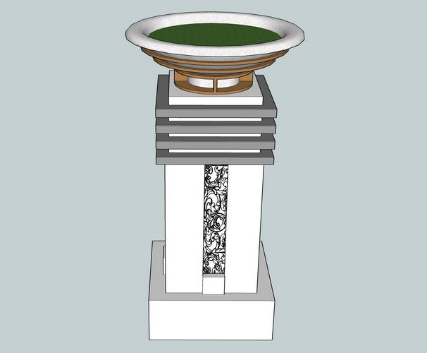 Sketchup素材模型|欧式花钵景观素材组件