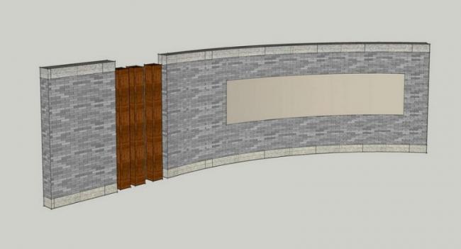 Sketchup素材模型|现代弧形景墙景观素材组件