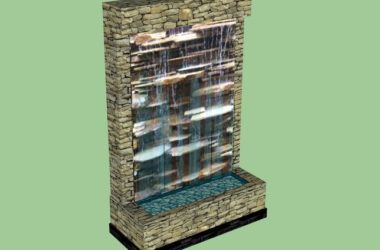 Sketchup素材模型|现代跌水景墙，景观素材组件-BIM建筑网