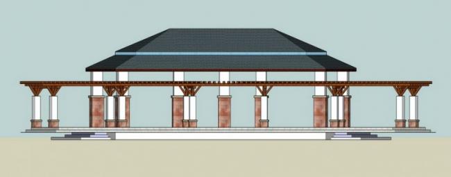 Sketchup小品模型|带花架的景观凉亭，亭子，小品