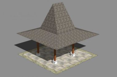 Sketchup小品模型|东南亚风格凉亭亭子，小品，古典风格-BIM建筑网