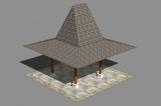 Sketchup小品模型|东南亚风格凉亭亭子，小品，古典风格