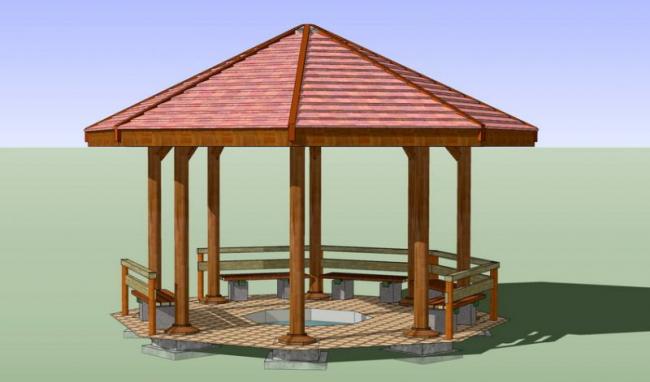 Sketchup小品模型|休闲凉亭景观小品素材组件