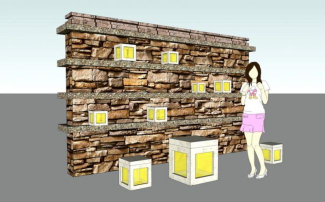 Sketchup素材模型|现代景墙景观素材组件