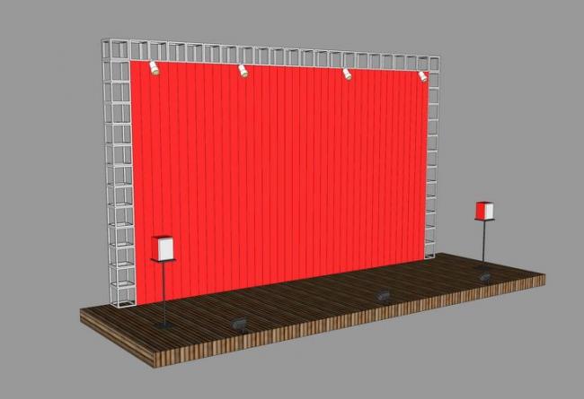 Sketchup素材模型|室外舞台背景墙景观素材组件