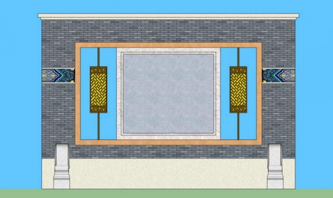 Sketchup素材模型|中式景墙素材组件