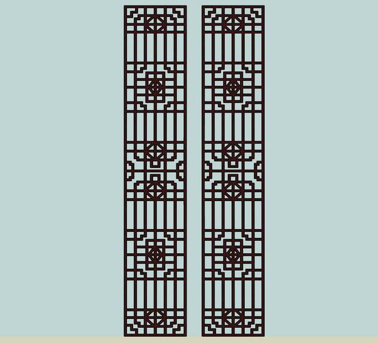 Sketchup素材模型|中式栅格素材组件