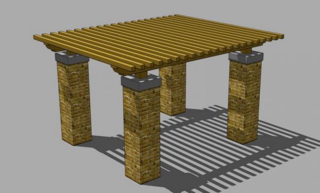 Sketchup素材模型|景观花架素材组件