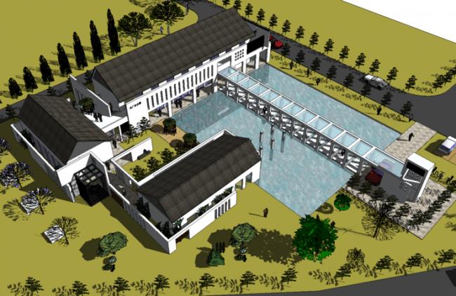 Sketchu工业厂房|多层水电厂办公楼，中式风格，工业建筑，厂房