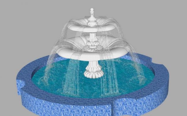 Sketchup素材模型|欧式水景喷泉，景观素材组件，古典