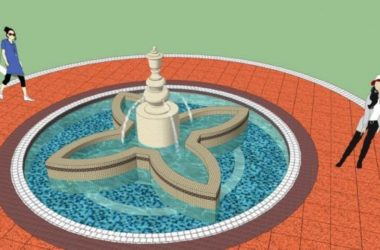 Sketchup素材模型|广场水景喷泉景观素材组件-BIM建筑网