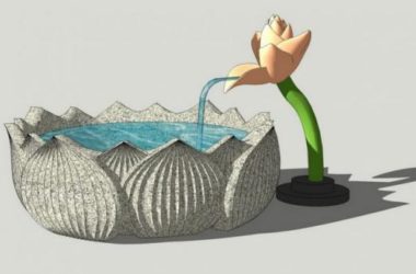 Sketchup素材模型|欧式水景跌水场景，景观素材组件-BIM建筑网