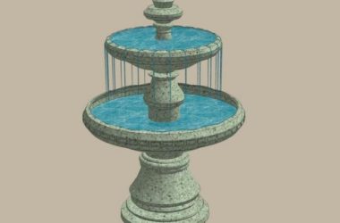 Sketchup素材模型|欧式水景跌水，景观素材组件-BIM建筑网