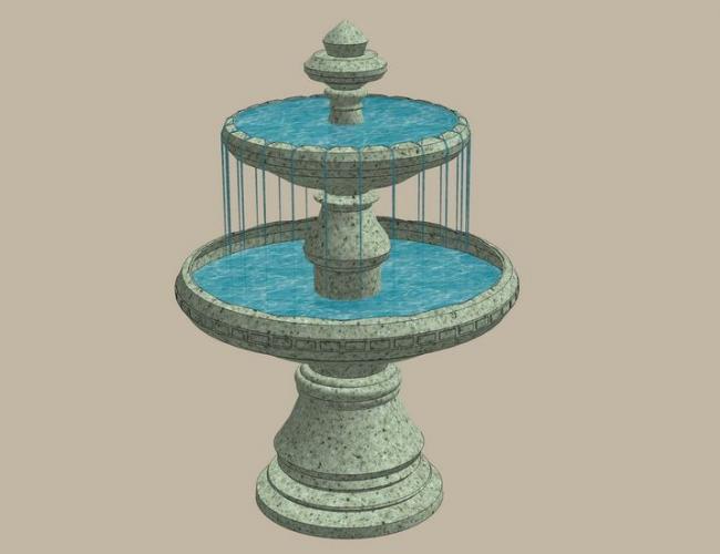 Sketchup素材模型|欧式水景跌水，景观素材组件