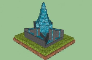 Sketchup素材模型|现代水景跌水景观素材组件-BIM建筑网