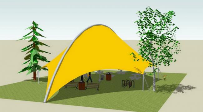 Sketchup素材模型|张拉膜景观素材组件