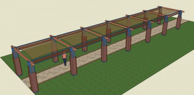Sketchup素材模型|现代廊架景观素材组件