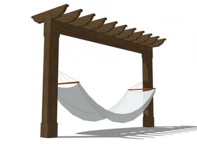 Sketchup素材模型|室外吊床景观素材组件