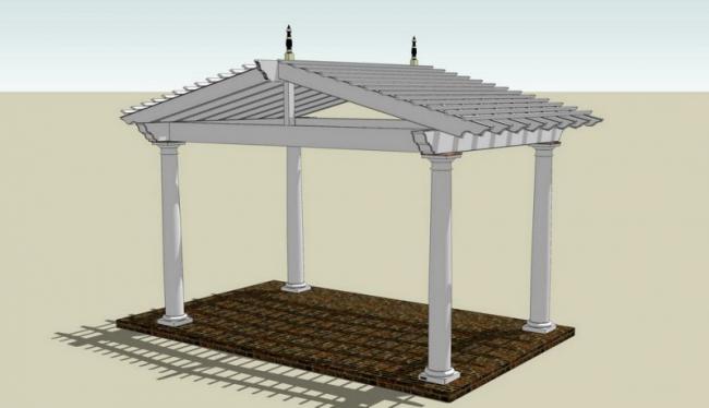 Sketchup素材模型|花架，亭子，景观，小品