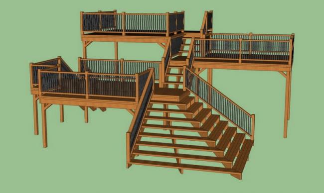 Sketchup素材模型|连桥室外观景平台景观素材组件