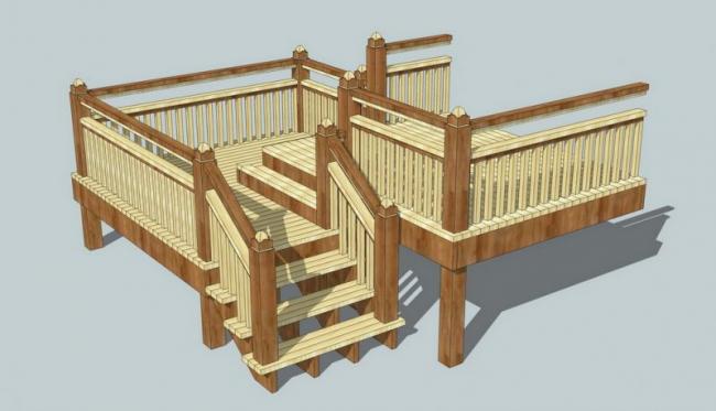 Sketchup素材模型|连桥室外观景平台景观素材组件