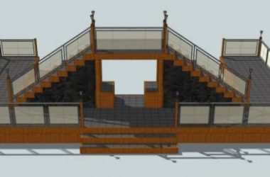 Sketchup素材模型|连桥室外观景平台景观素材组件-BIM建筑网