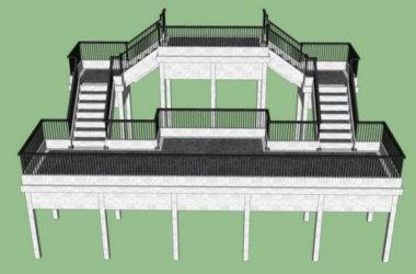 Sketchup素材模型|连桥室外观景平台景观素材组件-BIM建筑网
