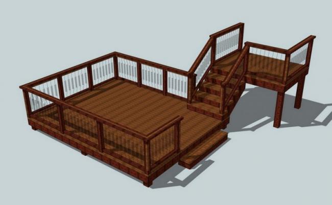 Sketchup素材模型|连桥室外观景平台景观素材组件