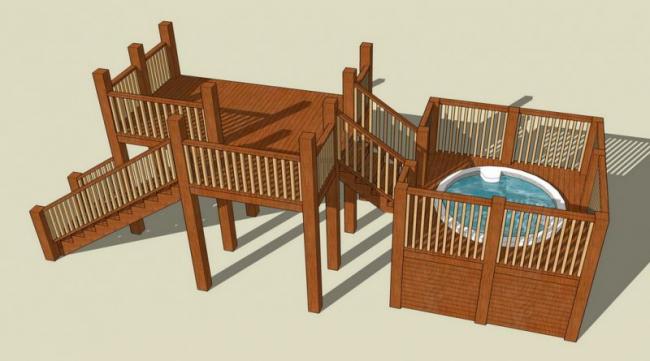 Sketchup素材模型|连桥室外观景平台景观素材组件